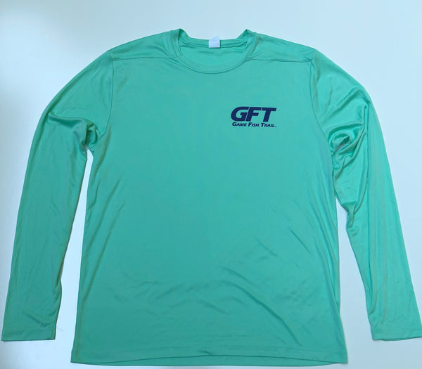 Long sleeve GFT 'Ankle Deep' - Bright Seafoam moisture wicking UPF Performance T-shirt