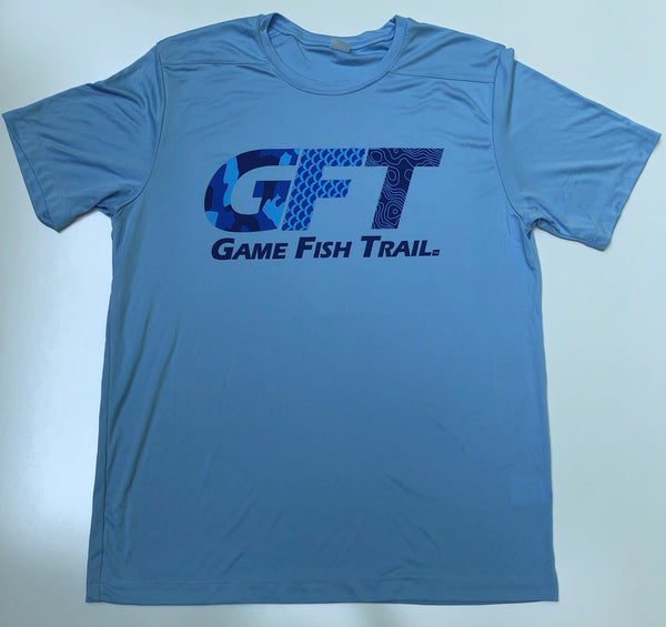 Short sleeve GFT Logo - Light Blue moisture wicking UPF Performance T-shirt