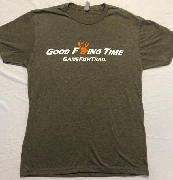Short sleeve GFT 'Good Bucking Time' - Military Green Unisex Tri-Blend Tee