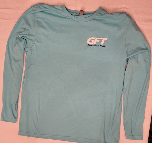 Long sleeve GFT 'Marlin Splash' - Tahiti Blue Unisex Tri-Blend Jersey Tee