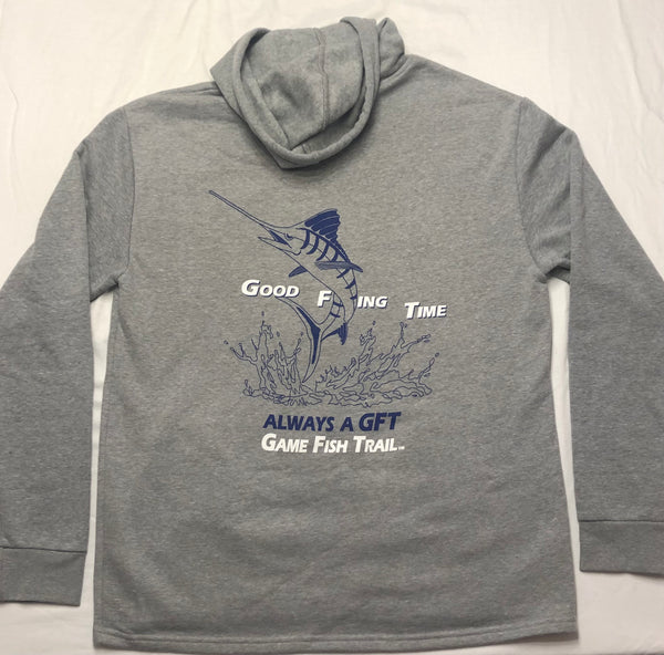 Hoodie Long Sleeve GFT Logo 'Marlin Splash' - Heather Gray Unisex Malibu Hoodie