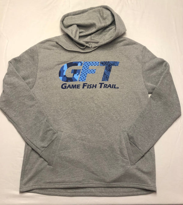 Hoodie Long Sleeve GFT Logo 'Marlin Splash' - Heather Gray Unisex Malibu Hoodie