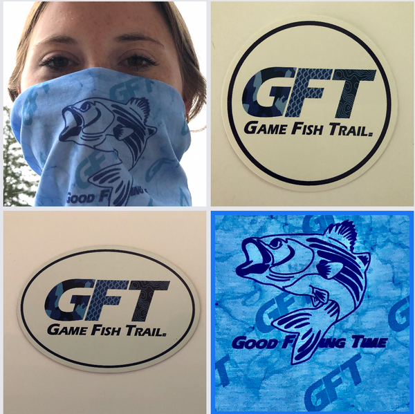 Game Fish Trail Hats Neck gaiters magnets stickers - GFT