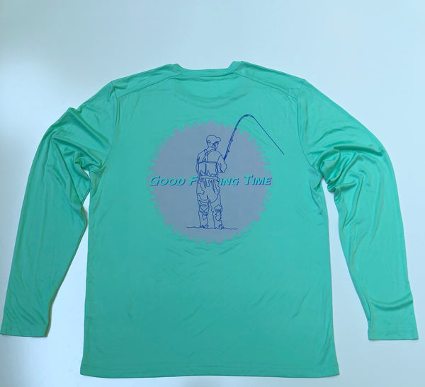 Long sleeve GFT 'Ankle Deep' - Bright Seafoam moisture wicking UPF Performance T-shirt