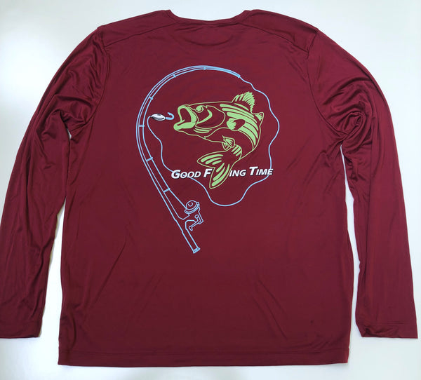 Long sleeve GFT About2Strike Cardinal moisture wicking UPF Performance Tee  – Game Fish Trail