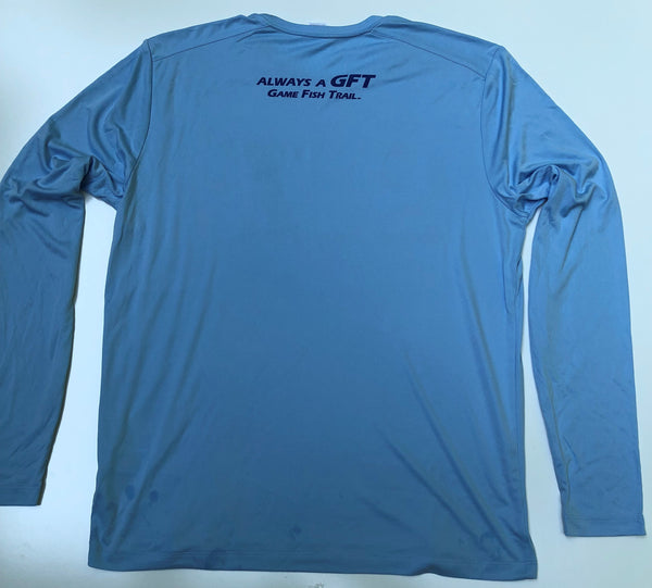 Long sleeve GFT Logo - Light Blue moisture wicking UPF Performance T-shirt