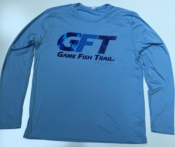 Long sleeve GFT Logo - Light Blue moisture wicking UPF Performance T-shirt