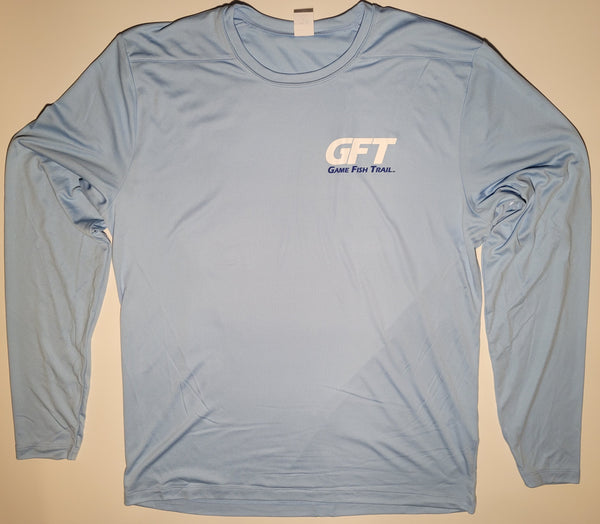 Long sleeve GFT Marlin Splash - Light Blue moisture wicking UPF Performance T-shirt